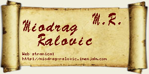 Miodrag Ralović vizit kartica